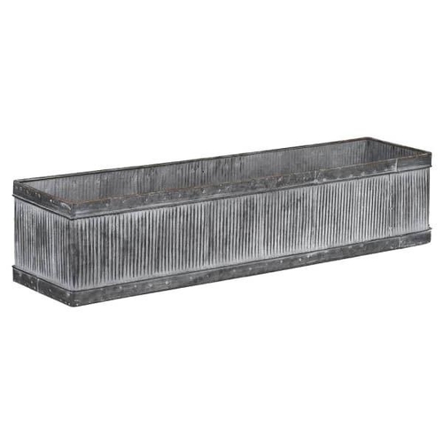 432 - WINDOW PLANTER TROUGHS, a pair, galvanised finish, 20cm x 90cm x 20cm