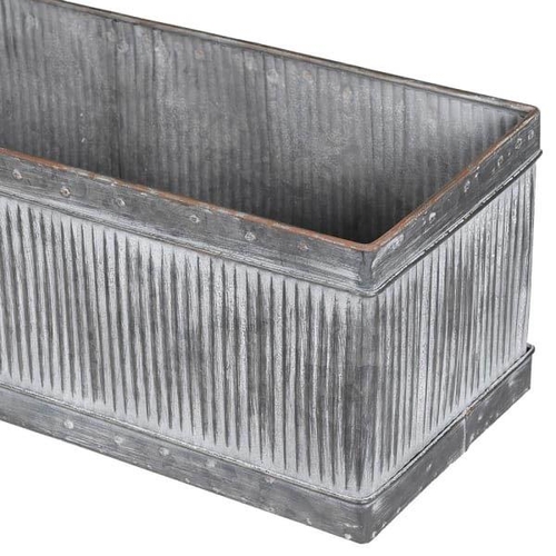 432 - WINDOW PLANTER TROUGHS, a pair, galvanised finish, 20cm x 90cm x 20cm