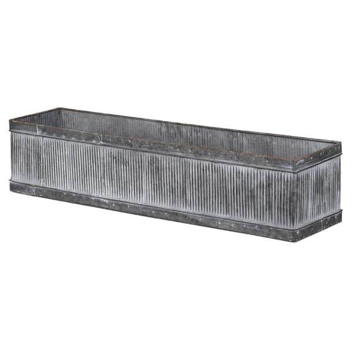 432 - WINDOW PLANTER TROUGHS, a pair, galvanised finish, 20cm x 90cm x 20cm