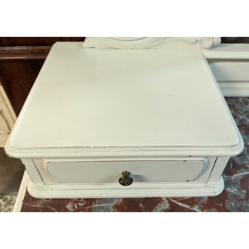 195 - DRESSING CHEST, 120cm x 59cm x 203cm H, circa 1890, cream painted, French with a marble top, mirror ... 