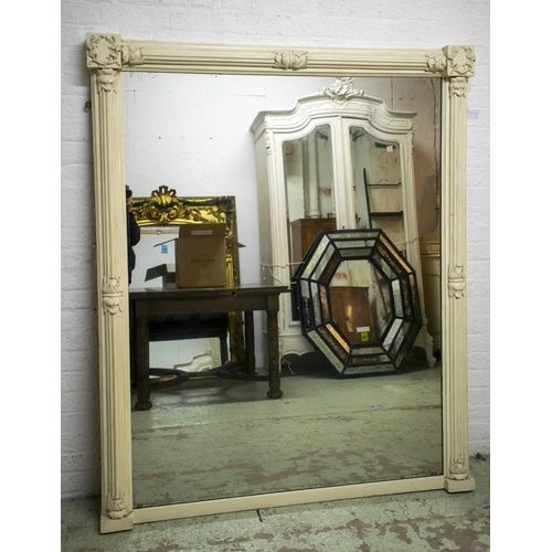 164 - OVERMANTEL, 172cm H x 142cm W, William IV, white painted with reeded pilaster frame.