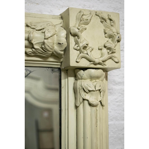 164 - OVERMANTEL, 172cm H x 142cm W, William IV, white painted with reeded pilaster frame.