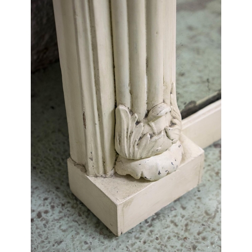 164 - OVERMANTEL, 172cm H x 142cm W, William IV, white painted with reeded pilaster frame.