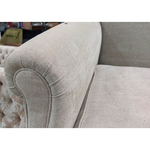 481 - KINGCOME LUCERNE SOFA, three seater, classic design, cream upholstered, turned feet to front, 86cm H... 