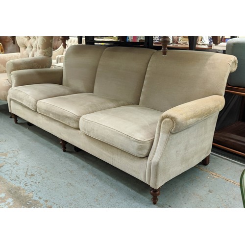 482 - KINGCOME LUCERNE SOFA,  three seater, classic design, cream upholstered, turned feet to front, 86cm ... 