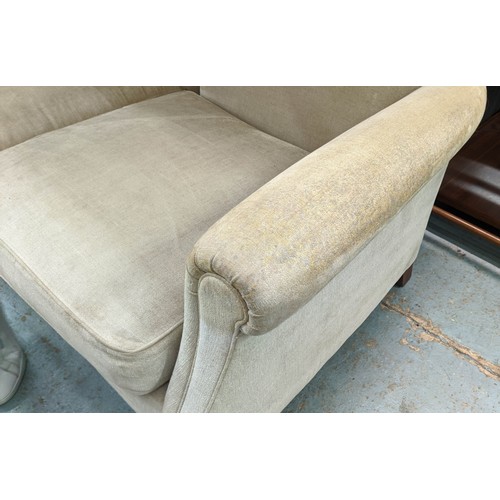 482 - KINGCOME LUCERNE SOFA,  three seater, classic design, cream upholstered, turned feet to front, 86cm ... 