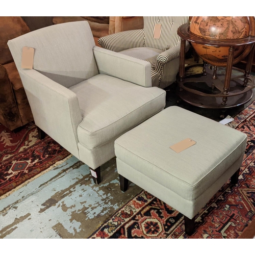 162 - KINGCOME ARMCHAIR, with grey upholstery, 67cm x 77cm and a footstool. (2)