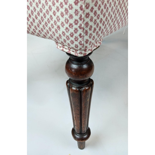 215 - LONG STOOL, 46cm H x 155cm W x 49cm D, part Victorian mahogany and newly upholstered.