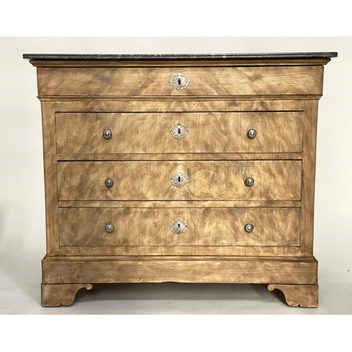 126 - COMMODE, 19th century French Louis Philippe bleached walnut with St Annes marble top and four long d... 