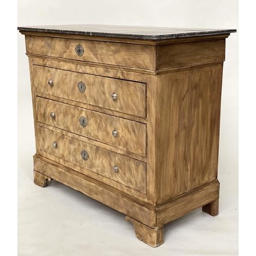 126 - COMMODE, 19th century French Louis Philippe bleached walnut with St Annes marble top and four long d... 