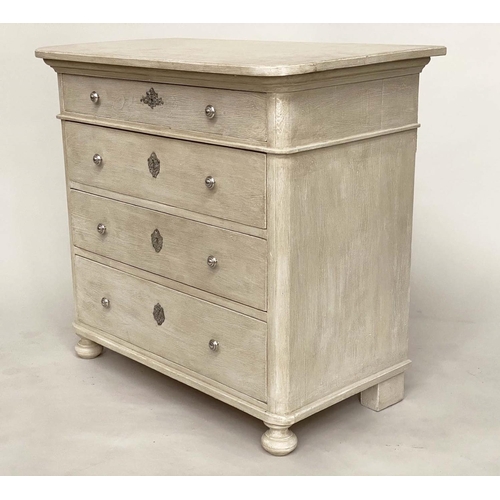 129 - COMMODE, 19th century French Napoleon III traditionally grey painted and silvered metal mounted with... 