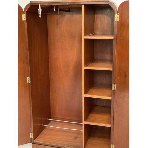 140 - WARDROBE, Art Deco period compactum form, burr walnut enclosing hanging space and shelves, 84cm W x ... 