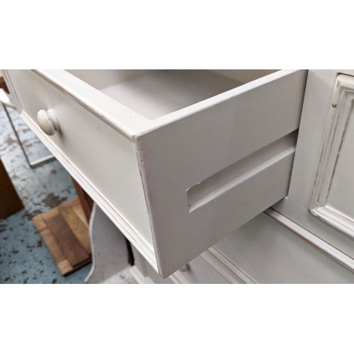 390 - CHEST OF DRAWERS, 114cm x 47cm x 102cm, white painted, two short above three long drawers.