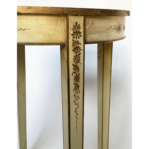 116 - CHINOISERIE LAMP TABLE, early 20th century parchment lacquered and gilt chinoiserie decorated circul... 