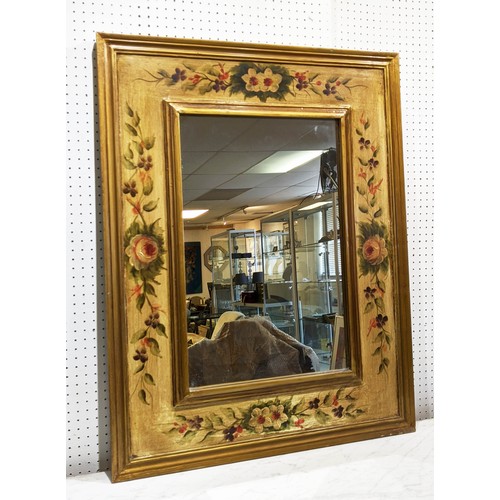 412 - INDIA JANE WALL MIRROR, painted floral frame, 91cm x 71cm.