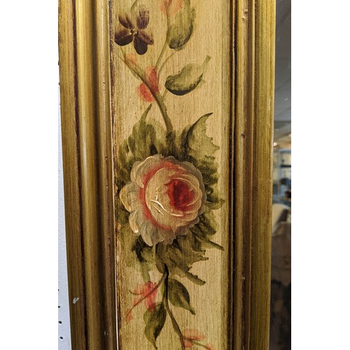 412 - INDIA JANE WALL MIRROR, painted floral frame, 91cm x 71cm.