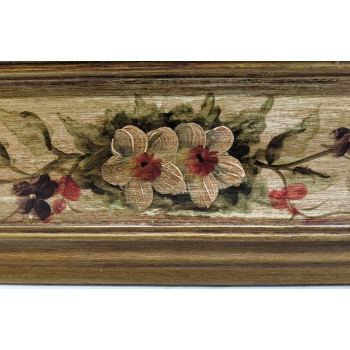 412 - INDIA JANE WALL MIRROR, painted floral frame, 91cm x 71cm.