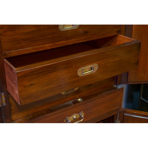 228 - COLLECTORS SECRETAIRE CABINET, Edwardian mahogany, fitted mirrored doors enclosing five drawers, sec... 