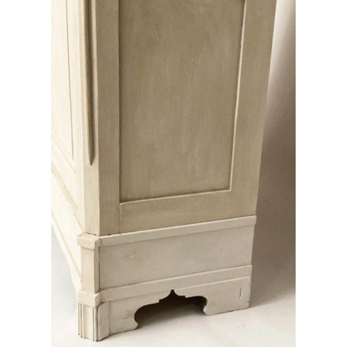 133 - ARMOIRE, 190cm H x 120cm W x 62cm D, French traditionally grey painted with single panelled door enc... 