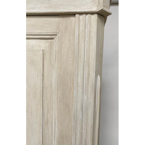 133 - ARMOIRE, 190cm H x 120cm W x 62cm D, French traditionally grey painted with single panelled door enc... 