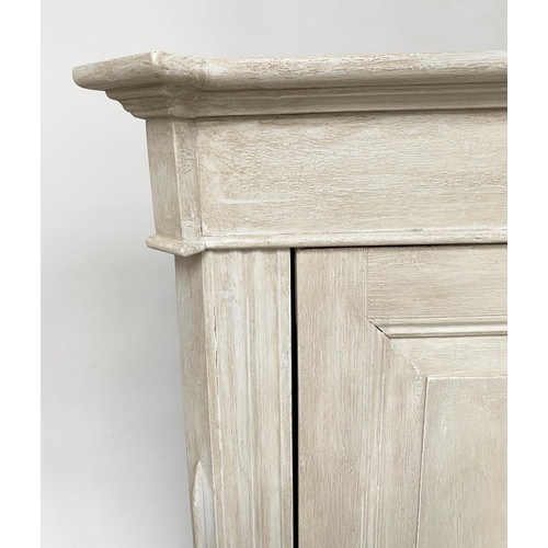 133 - ARMOIRE, 190cm H x 120cm W x 62cm D, French traditionally grey painted with single panelled door enc... 