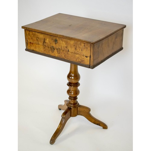 170 - WORK TABLE, 71cm H x 50cm x 37cm, 19th century Continental walnut and burr walnut with book matched ... 