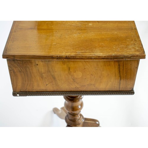 170 - WORK TABLE, 71cm H x 50cm x 37cm, 19th century Continental walnut and burr walnut with book matched ... 