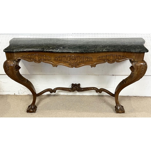 240 - CONSOLE TABLE, 164cm L x 90cm H x 51cm D 20th century Continental walnut framed with a serpentine sh... 