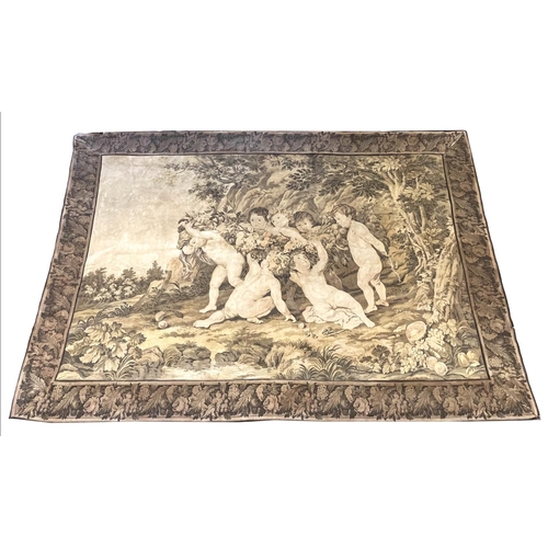 228 - 17TH CENTURY STYLE TAPESTRY, cherub scene, after Peter Paul Rubens, 163cm x 230cm.