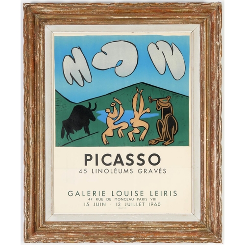 49 - PABLO PICASSO, 45 Linoleums Graves, 1960 rare lithographic poster, 1960, printed by Mourlot, vintage... 