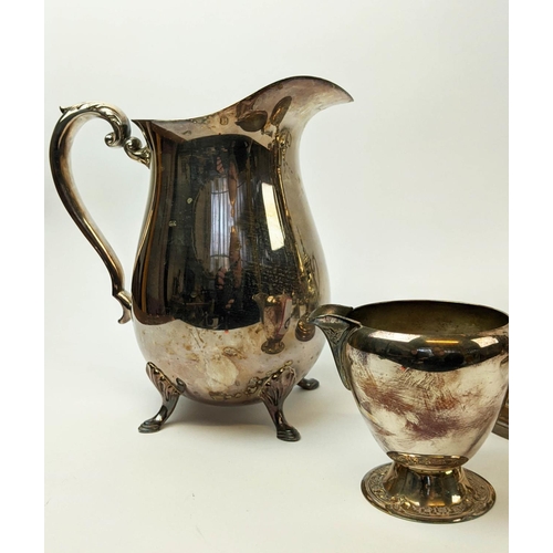 10 - COLLECTION OF SILVER PLATED WARE, comprising pair of candelabrum, part tea set, including teapot, wa... 