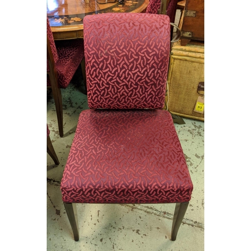 132 - DINING CHAIRS, in the Art Deco style, red patterned chenille upholstery, comprising two armchairs an... 