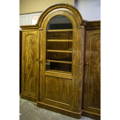 141 - BREAKFRONT WARDROBE, 250cm H x 258cm W x 76cm D, Victorian mahogany with glazed door enclosing trays... 