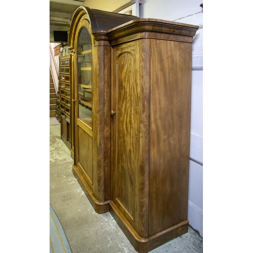 141 - BREAKFRONT WARDROBE, 250cm H x 258cm W x 76cm D, Victorian mahogany with glazed door enclosing trays... 