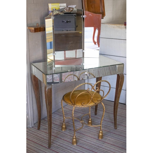 229 - DRESSING TABLE, 128cm H x 84cm x 45cm, mid 20th century mirrored with frieze drawer on cabriole legs... 