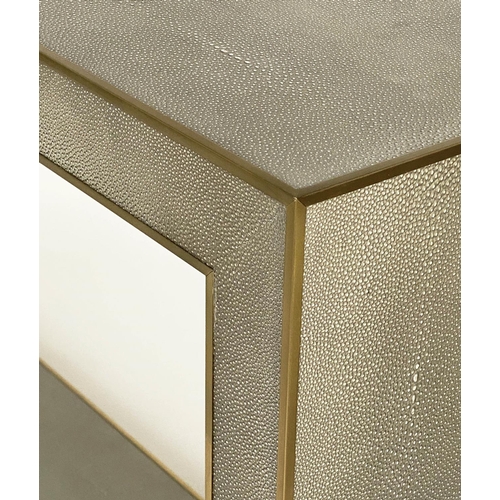234 - CONSOLE TABLE, Cela Grey 67, Shagreen embossed of enclosed rectangular mitred form, 170cm W.