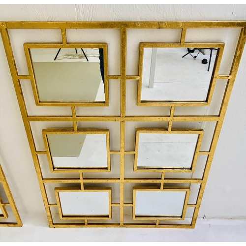 251 - WALL MIRRORS, a pair, 78cm H x 60cm W, 1960's French style, six sectional design, gilt metal frames.... 