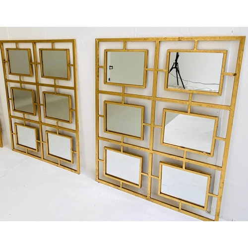 251 - WALL MIRRORS, a pair, 78cm H x 60cm W, 1960's French style, six sectional design, gilt metal frames.... 