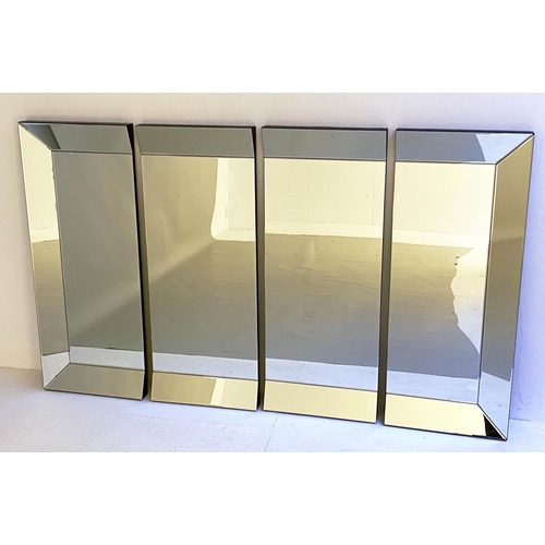 255 - QUADRAPTIC WALL MIRROR, each section 160cm H x 100cm W, mirrored marginal frame detail. (4)