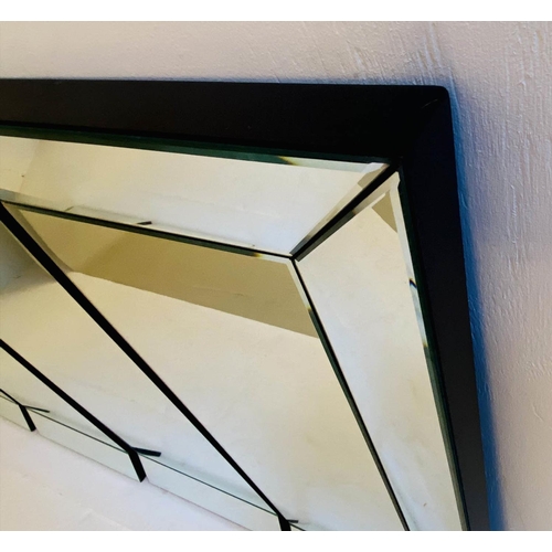 255 - QUADRAPTIC WALL MIRROR, each section 160cm H x 100cm W, mirrored marginal frame detail. (4)