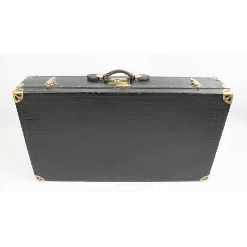 18 - CAR TRUNK, early 20th century by G York and Co., London, black leather with brass lock and clasp, 86... 