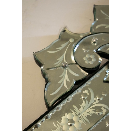 230 - WALL MIRROR, 126cm H x 75cm W, Venetian design with etched border.