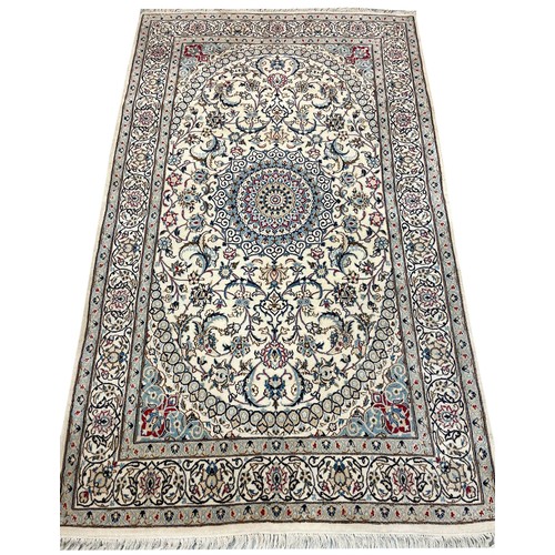 209 - PART SILK PERSIAN NAIN RUG, 205cm x 135cm.