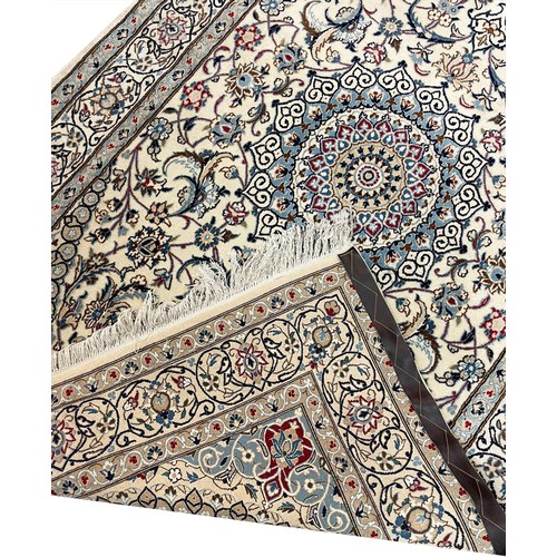 209 - PART SILK PERSIAN NAIN RUG, 205cm x 135cm.