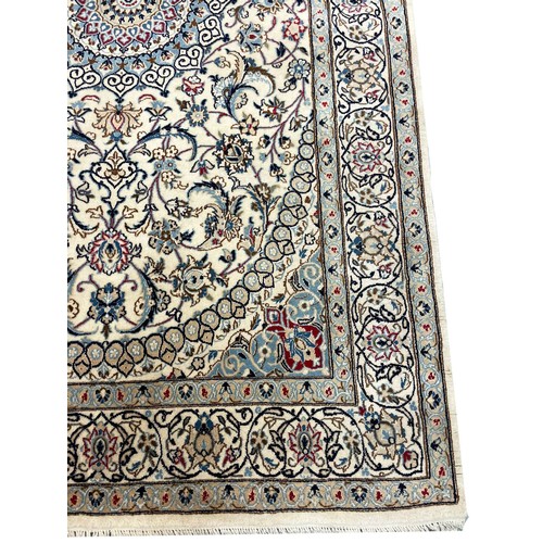 209 - PART SILK PERSIAN NAIN RUG, 205cm x 135cm.