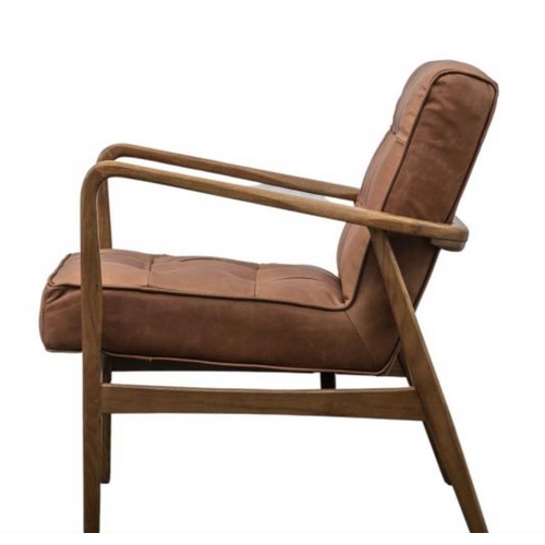 363 - ARMCHAIR, 1960s Danish style design, in an aged tan leather finish with deep pull detailing, 70cm W ... 