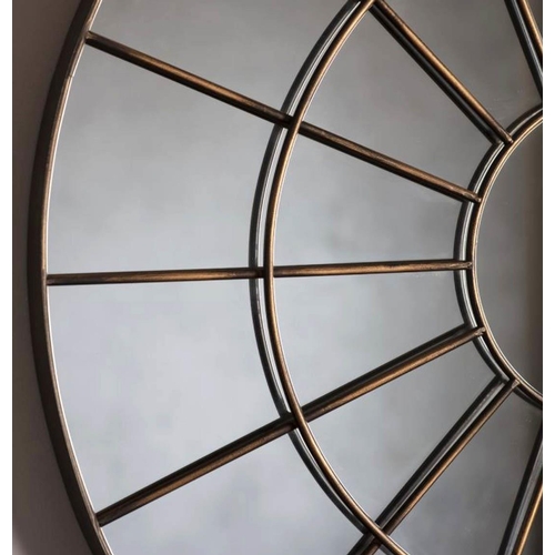 367 - ARCHITECTURAL CIRCULAR WALL MIRROR, industrial style design, with a bronzed finish metal frame, 100.... 