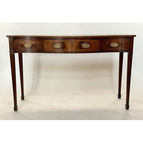 95 - HALL/SERVING TABLE, 85cm H x 138cm W x 51cm D, George III design flame mahogany of serpentine outlin... 