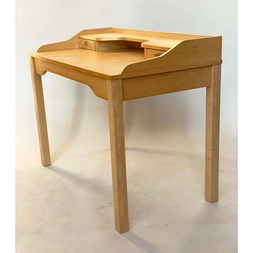 241 - WORK TABLE, contemporary beech with super structure compartments and drawers, with splay supports, 1... 