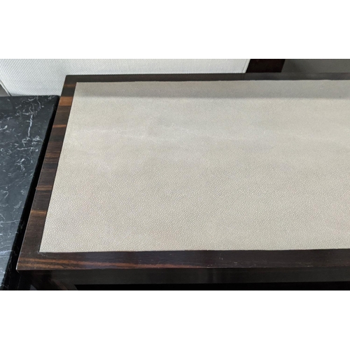 473 - MUFTI CONSOLE TABLE BY MICHAEL DI SOUZA, faux shagreen top, 120cm x 35cm x 88cm.